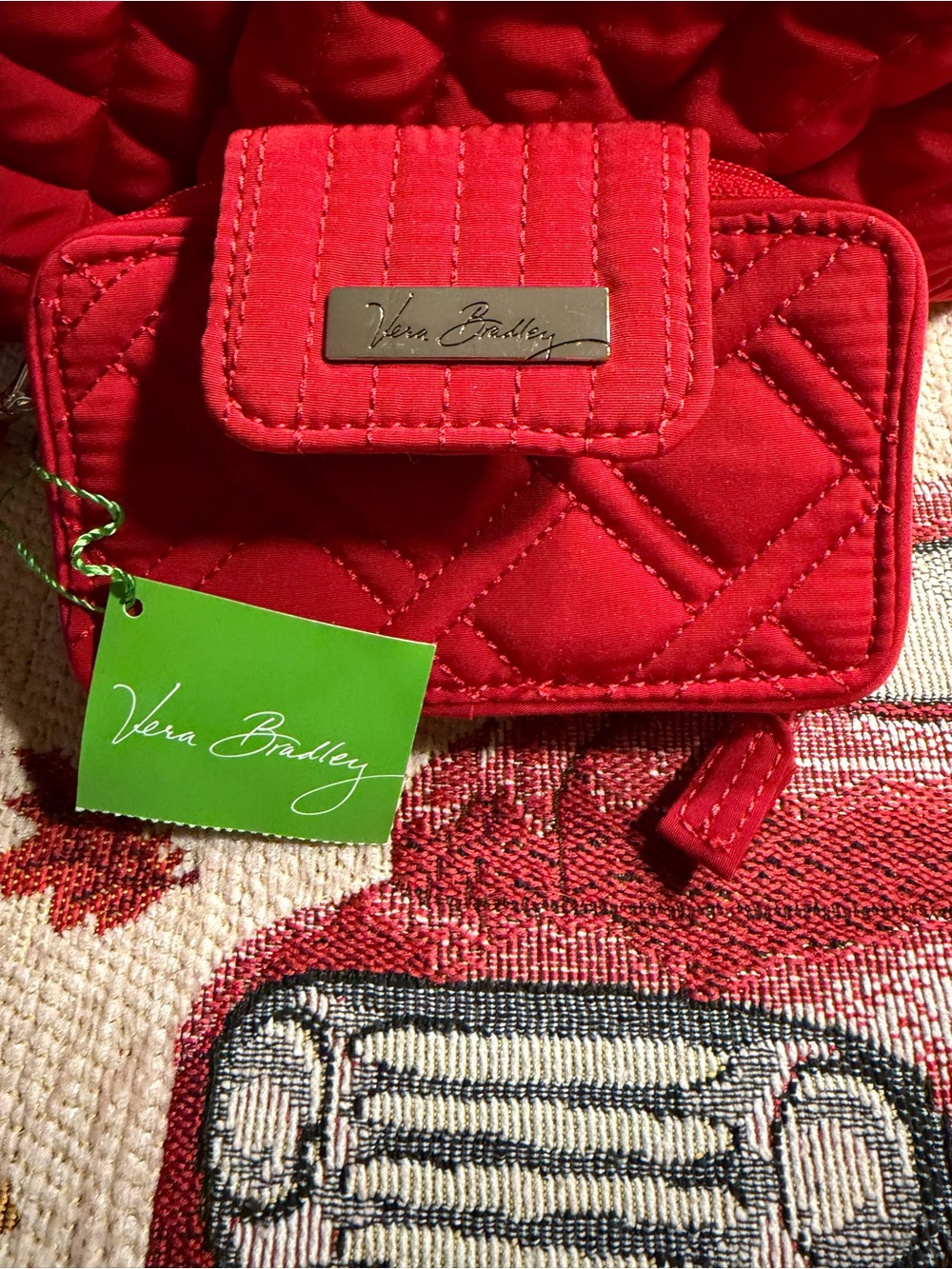 Vera Bradley Quilted Red Small Wallet with Metal Logo